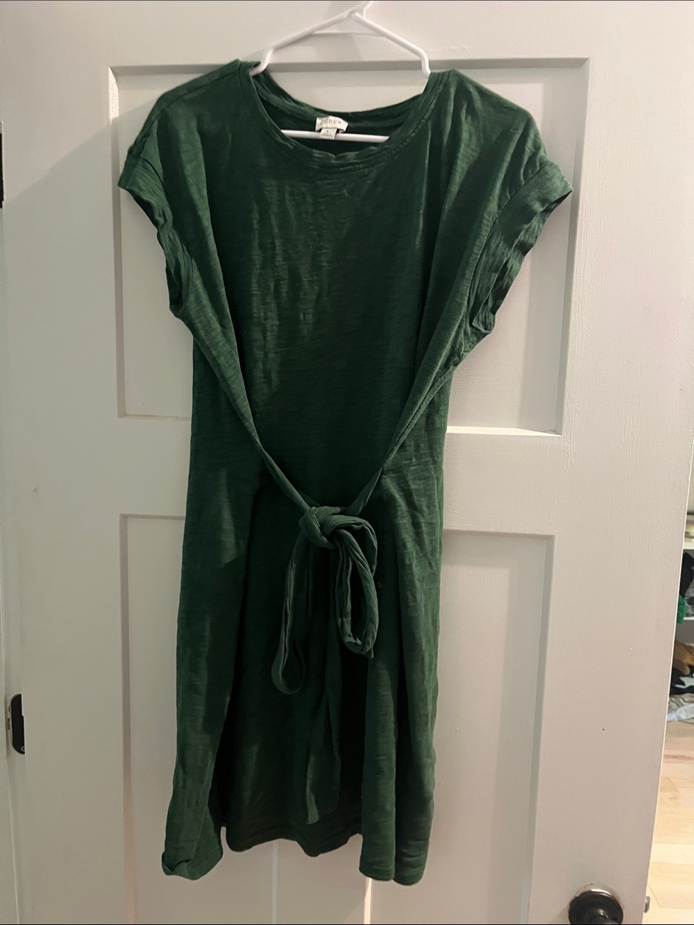 J. Crew Forest Green Midi Tie-Waist Dress